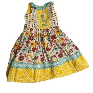 Jelly the pug floral polka dot dress size 2T yellow